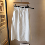 Jupe mi-corps A-line de couleur unie