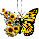 Pendentif Croix Papillon Coloré Unique