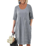 Robe trapèze à poches de couleur unie