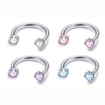 Bague en zircone en forme de fer à cheval avec barres filetées pour piercings