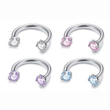 Bague en zircone en forme de fer à cheval avec barres filetées pour piercings