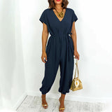 Pantalon harem à lacets et col en V