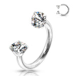 Bague en zircone en forme de fer à cheval avec barres filetées pour piercings