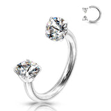 Bague en zircone en forme de fer à cheval avec barres filetées pour piercings