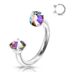 Bague en zircone en forme de fer à cheval avec barres filetées pour piercings