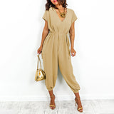 Pantalon harem à lacets et col en V