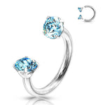 Bague en zircone en forme de fer à cheval avec barres filetées pour piercings
