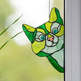 Attrape-soleil chat teinté à la main pour fenêtre