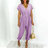 Pantalon harem à lacets et col en V