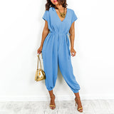 Pantalon harem à lacets et col en V