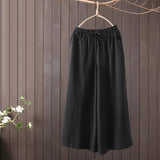 Pantalon large rétro décontracté en coton et lin