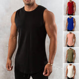 Gilet de fitness à col rond de couleur unie pour hommes