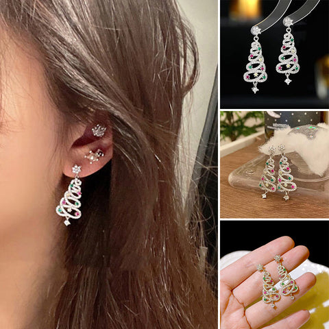 Boucles d'oreilles arbre de Noël brillant