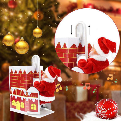 🎅Jouets musicaux électriques pour le Père Noël grimpant à la cheminée🎄