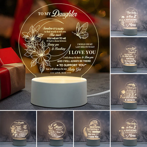 Veilleuse en acrylique gravée - Meilleur cadeau de fête de mère