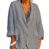 Veste d'été en coton et lin uni Femme