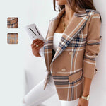Blazer à carreaux croisés à manches longues