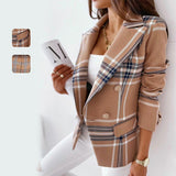 Blazer à carreaux croisés à manches longues