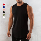 Gilet de fitness à col rond de couleur unie pour hommes