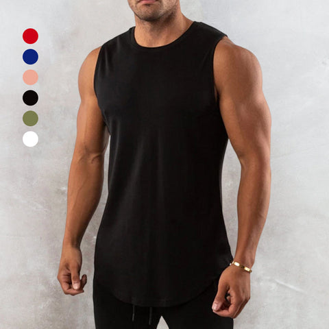 Gilet de fitness à col rond de couleur unie pour hommes