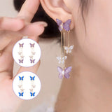 Boucles d'Oreilles Pampille Papillon Cristal