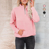 Sweat-shirt à col zippé de couleur unie