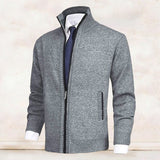 Veste de cardigan à col montant de couleur unie pour hommes