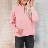 Sweat-shirt à col zippé de couleur unie