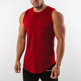Gilet de fitness à col rond de couleur unie pour hommes