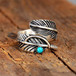 Bague Ajustable Plume Turquoise