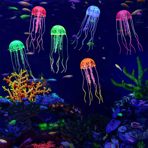 Simulation d'aménagement paysager d'aquarium Méduse fluorescente transparente