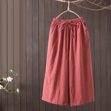 Pantalon large rétro décontracté en coton et lin