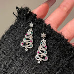 Boucles d'oreilles arbre de Noël brillant