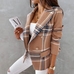 Blazer à carreaux croisés à manches longues