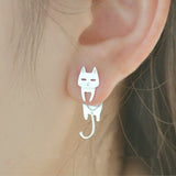 Boucle D'oreille Chat en argent