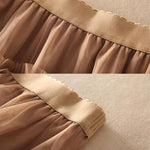 Belle Jupe D'automne Á Plusieurs Niveaux En Tulle Au Design Asymétrique Kaki