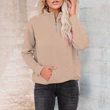 Sweat-shirt à col zippé de couleur unie