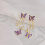 Boucles d'Oreilles Pampille Papillon Cristal
