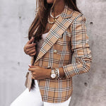 Blazer à carreaux croisés à manches longues