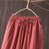 Pantalon large rétro décontracté en coton et lin