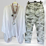 Ensemble de deux pièces à imprimé camouflage à la mode