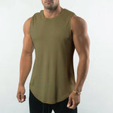 Gilet de fitness à col rond de couleur unie pour hommes