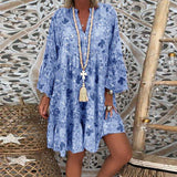 Robe ample à volants à col en V tendance