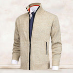 Veste de cardigan à col montant de couleur unie pour hommes