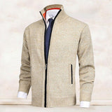 Veste de cardigan à col montant de couleur unie pour hommes