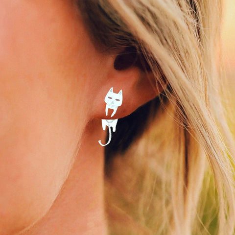 Boucle D'oreille Chat en argent