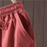 Pantalon large rétro décontracté en coton et lin