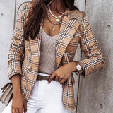 Blazer à carreaux croisés à manches longues