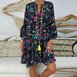 Robe ample à volants à col en V tendance