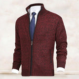 Veste de cardigan à col montant de couleur unie pour hommes